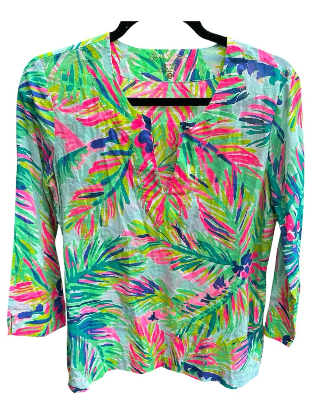 Lilly Pulitzer Tropical Leaf Swim Coverup in Bright Green & Pink Small Summer